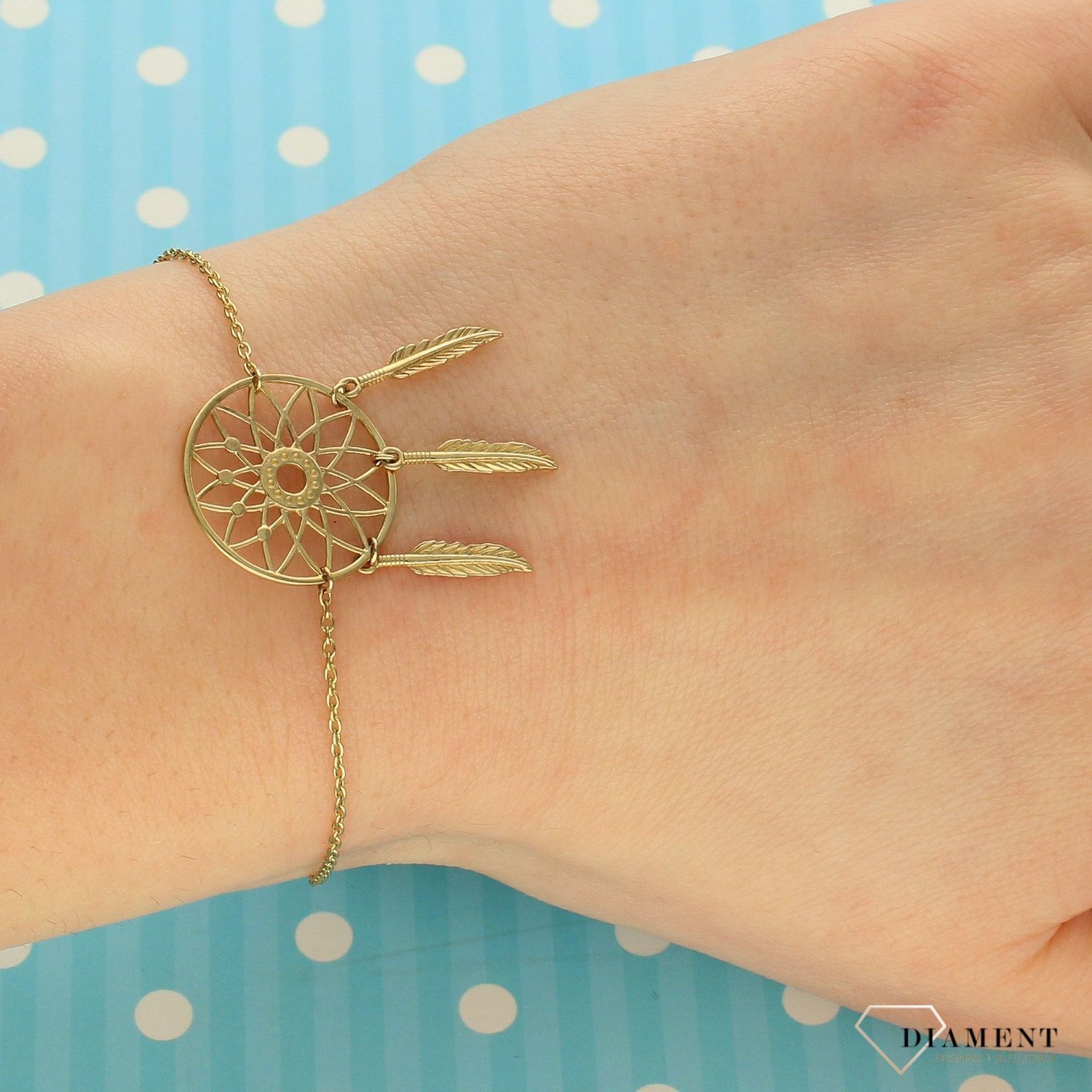 Bransoleta złota celebrytka 333 łapacz snów BR 2382A.jpg